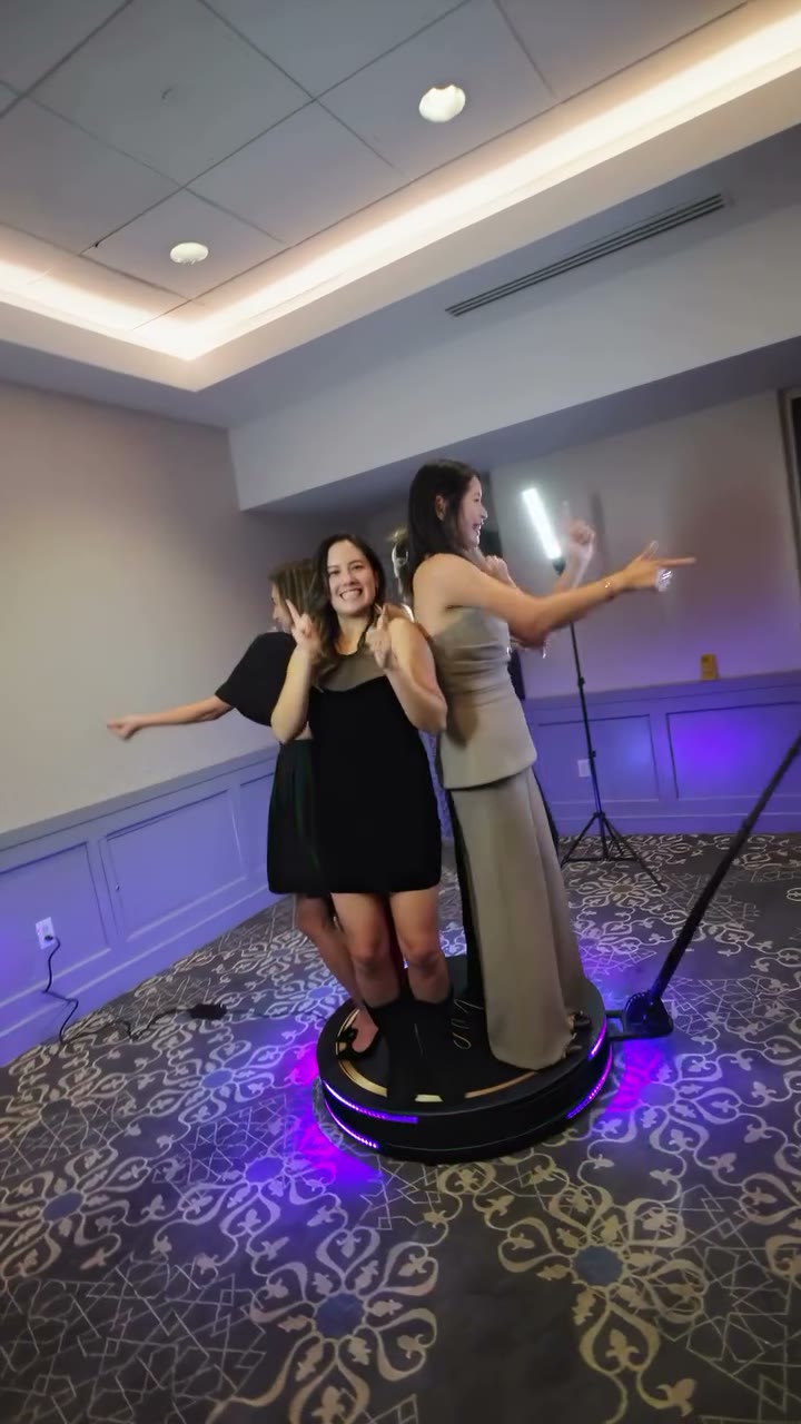 Guests on the GTABOOTH360 360 video booth platform — the same booth we bring to Etobicoke