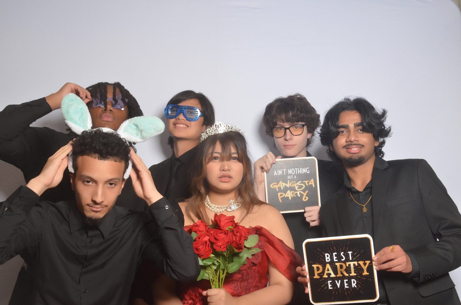 Guests celebrating in the GTABOOTH360 photo booth at a birthday party