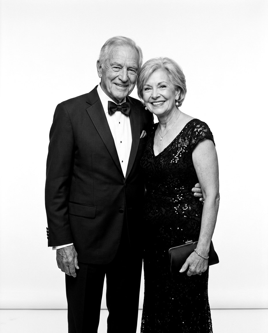 Distinguished older couple, timeless black and white portrait